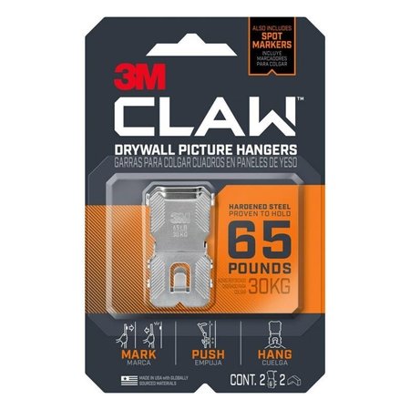 CLAW 3M  Silver Drywall All Purpose Hanger 65 lb , 2PK 3PH65M-2ES